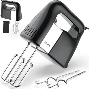 450W Electric Hand Mixer, 5-Speed Large Handheld Mixer Food Mixer with 304 Stainless Steel Beaters, Dough Hooks & Storage Bag, Kitchen Blender for Baking & Cooking, Turbo Boost/Black